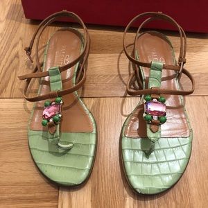 Valentino Green with Pink Jewel Sandal size 5.5